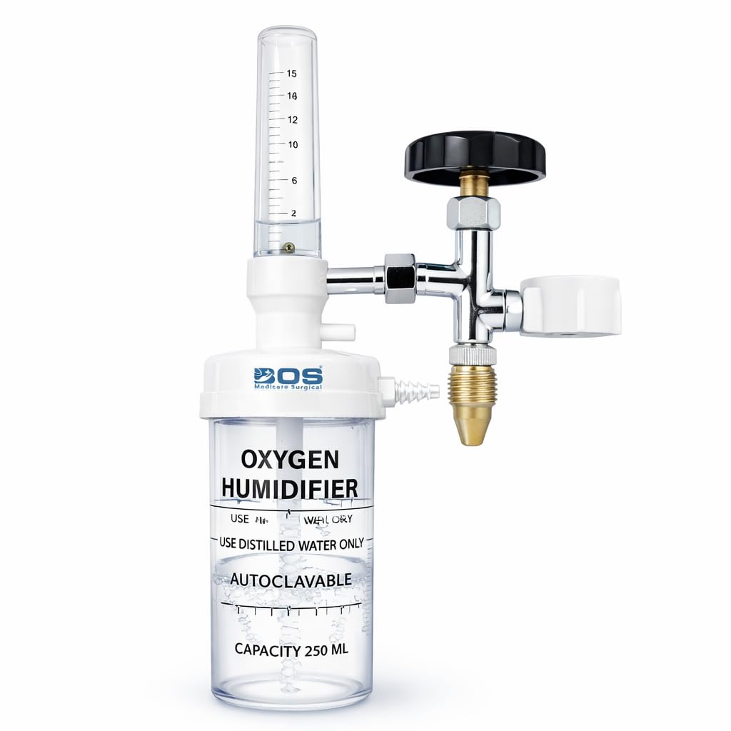 Bos Medicare Surgical® Oxygen Cylinder Regulator with Flowmeter & Humidifier Bottle | Metal Body Oxygen Regulator for Home, Clinic, Hospital Use | Adjustable Oxygen Flow Meter for Inhalation Therapy-image-21