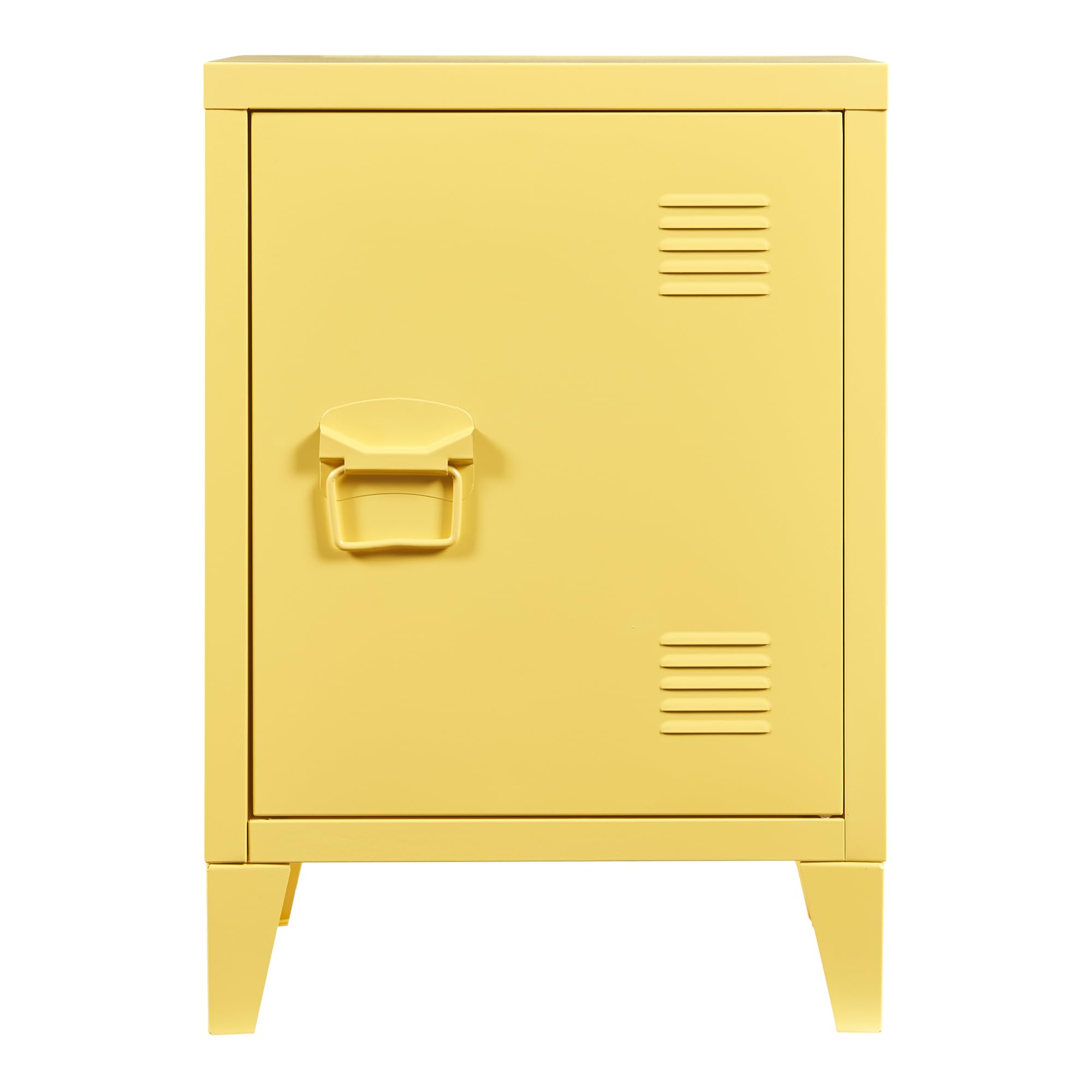 [en.casa] Table de Chevet à Porte pour Chambre Meuble de Rangement pour Bureau Salle de Bain Salon Fermeture Magnétique Acier Laminé à Froid 57 x 40 x 30 cm Jaune