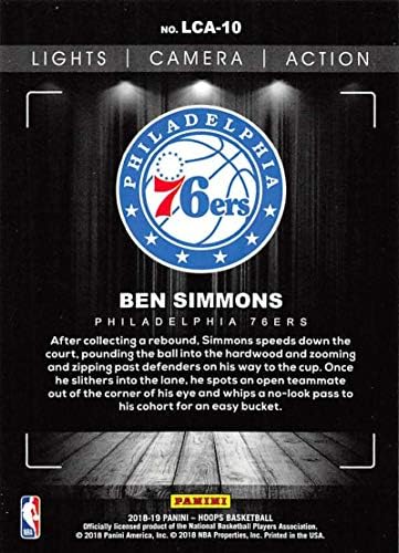 2018-19 NBA Hoops Lights Camera Action Retail Insert #10 Ben Simmons Philadelphia 76ers Official Panini Basketball Card image 4