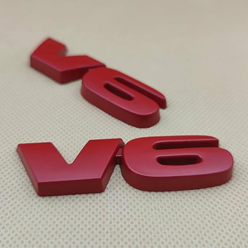 Miniatura 5 de 2 calcomanías de metal cromado V6 Motor Badge Sport Turbo Sticker Car Trunk Emblem Decal (rojo)