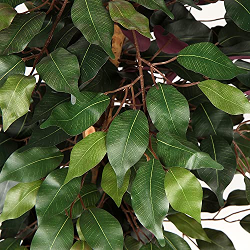 Künstlicher Ficus Baum Pflanze Rot Grün Ficus 130cm Echtholzstamm