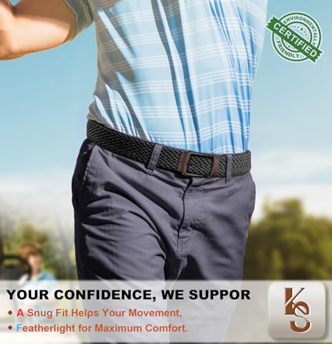 Image of KEMISANT Men's Golf Belt Nulti-pack, Braided Woven Stretch Belt for Gift Men Casual Jeans Sports Work 1 3 /8 inch