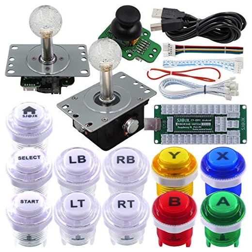 SJ@JX Arcade Game Controller 3D Gamepad Analog Stick Sensor Fly Joystick Microswitch MX LED Button USB Encoder Light Cable for PC PS3 Nintendo Switch Xbox 360 Android Raspberry Pi
