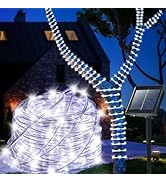 ZhenQiu Solar Rope Lights, 66ft 200LED Solar Powered Outdoor String Lights, Waterproof 8 Modes Fl...