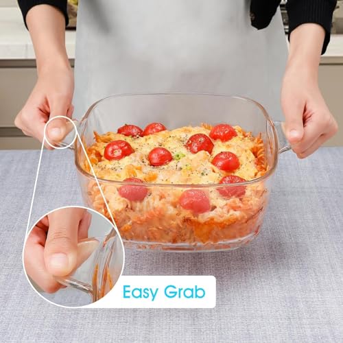 Image of bellemax 1pcs Set of 1500ml Each Casserole with Glass lid Microwave Oven Safe Serving Bowl Tempered Glass, for Rice and Boiling Food Multipurpose (BM-03)