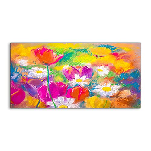 Tableau en verre securite 120x60 cm motif floral pastel une decoration murale haut de gamme