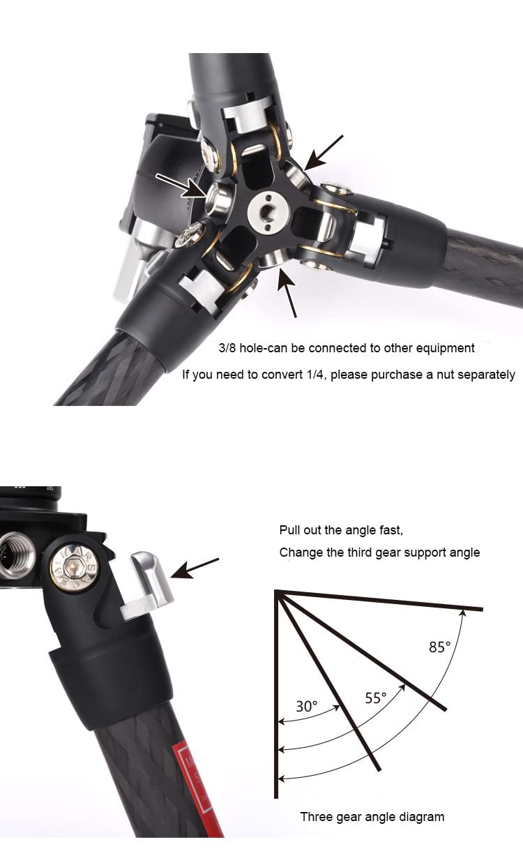 Marsace MT-5 - Treppiede da tavolo, in lega di alluminio, con testa a sfera a 360 gradi e piastra a sgancio rapido, leggero e portatile, per fotocamere compatte, DSLR, telefono, Gopro