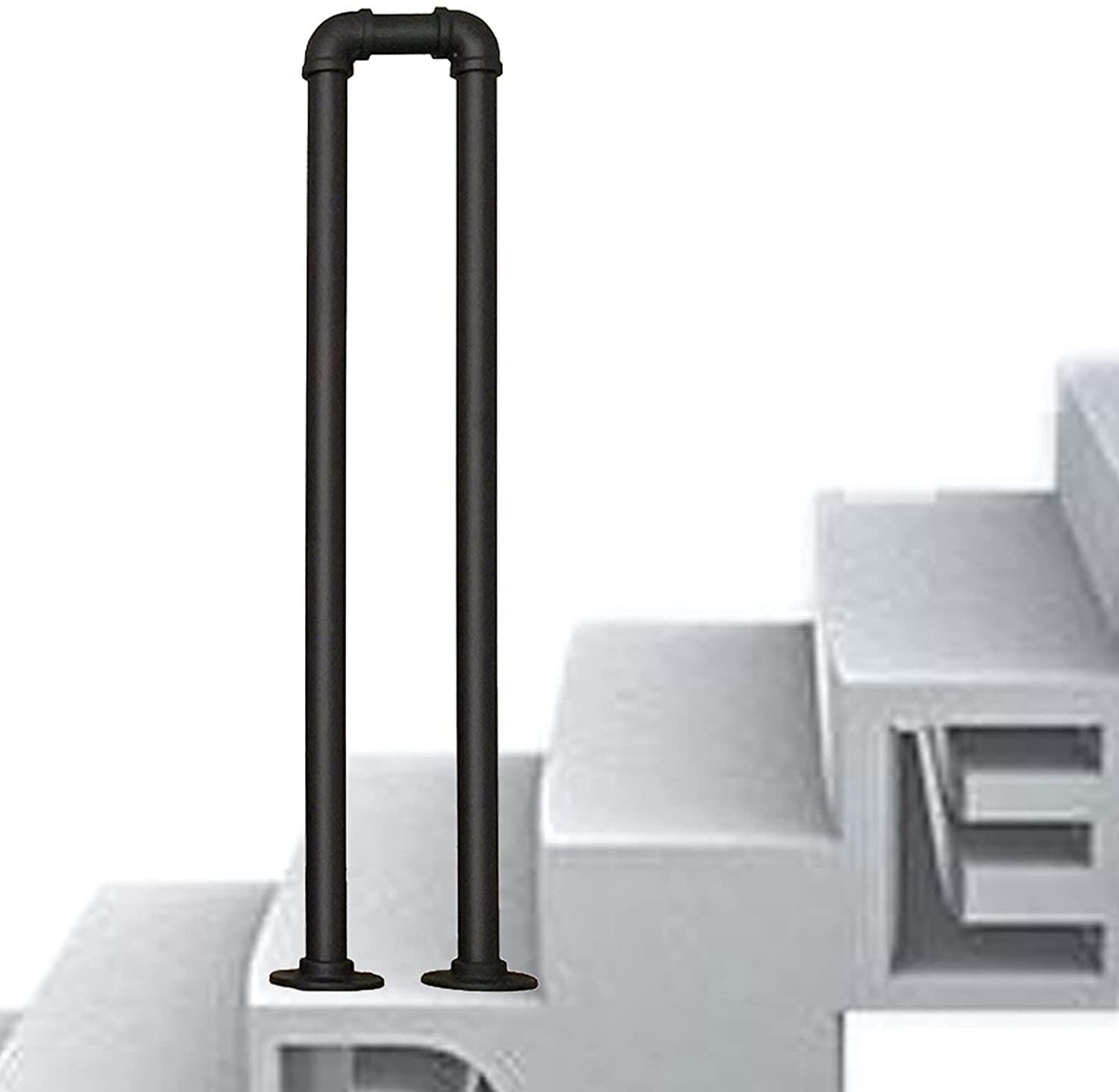 Stair Handrail for Indoor Outdoor Handrails, 1 Step Matte Black Stair Railing U Type Wrought Iron Railing, Safety Handrail for Indoor Loft Step(90cm(2.95ft))