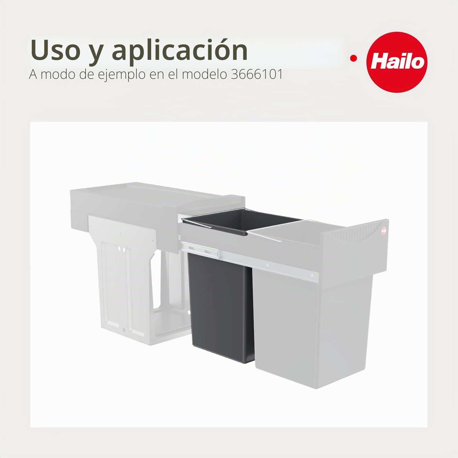 Hailo 1008879 Cubo Interior de plástico con asa Cromado Basura, 15 L, 35 x 23 x 22 cm, Color Gris Oscuro