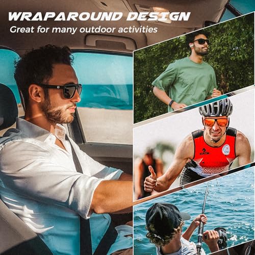 SUNGAIT Square Polarized Sunglasses Men Lightweight Sports Shades Rectangle Wraparound Style for Fishing Golf Running2