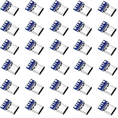RUNCCI-YUN 30PCS Micro USB 3.1 Typ C connecteur,Micro USB 24 Broches à souder Connecteur SMT PCB Board Support Module