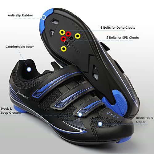 Image of Unisex Cycling Shoes Size 14 Peleton Compatible - Mens Spin Shoes with Look Delta Cleats - Indoor Road Bikes SPD Clips