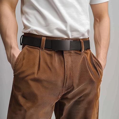 MILORDE Men's 1.38" Nylon Ratchet Belt, Casual Web Click Belt for Jeans, Business Dress, Adjustable Trim to Fit4