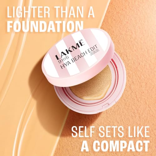 Image of Lakme 9to5 Hya Matte, Beach Edit Cushion Foundation, C 280-Cool Tan, Matte Finish, Buildable Coverage, SPF 40, 12 gm