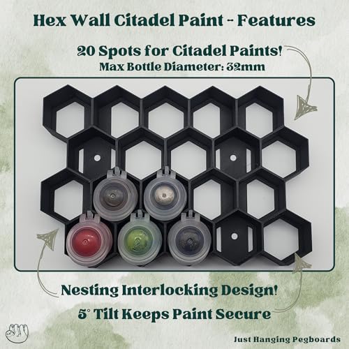 Image of Wall Mount Paint Pot Holder - Compatible with Citadel Paint Pots - Hobby Craft Storage Rack for Miniature, Warhammer Model Painting - Space-Saving Organizer - Made in USA (2)