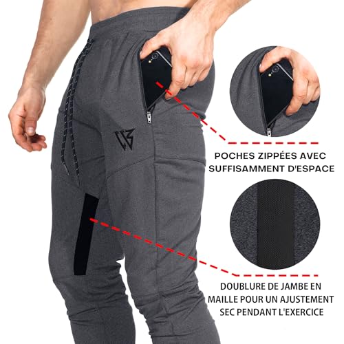 Pantalon jogging homme AeroMaille avec poches zippées pour sport et fitness