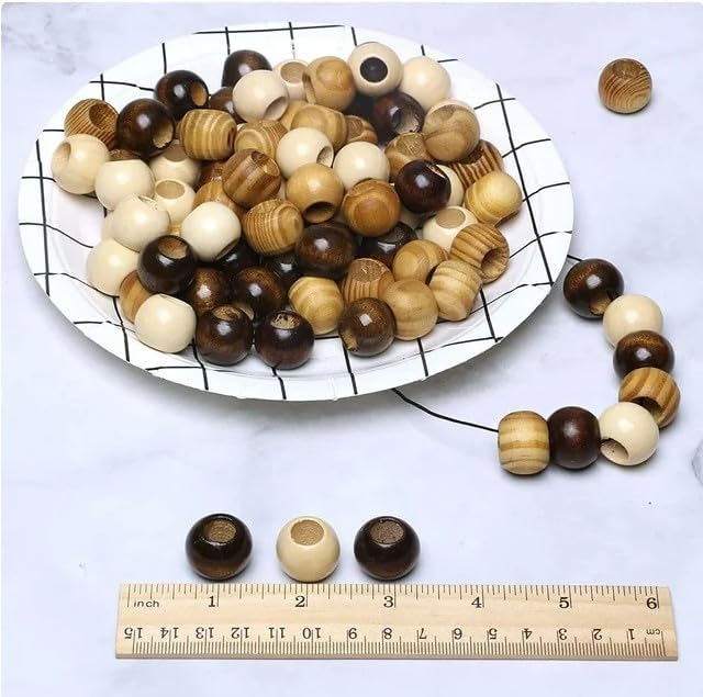20mm Brown Wooden Macrame Beads - Hole 10mm - 30 Pieces Quality Large Hole Wood Beads for Macrame Projects/Garlands - Image 2