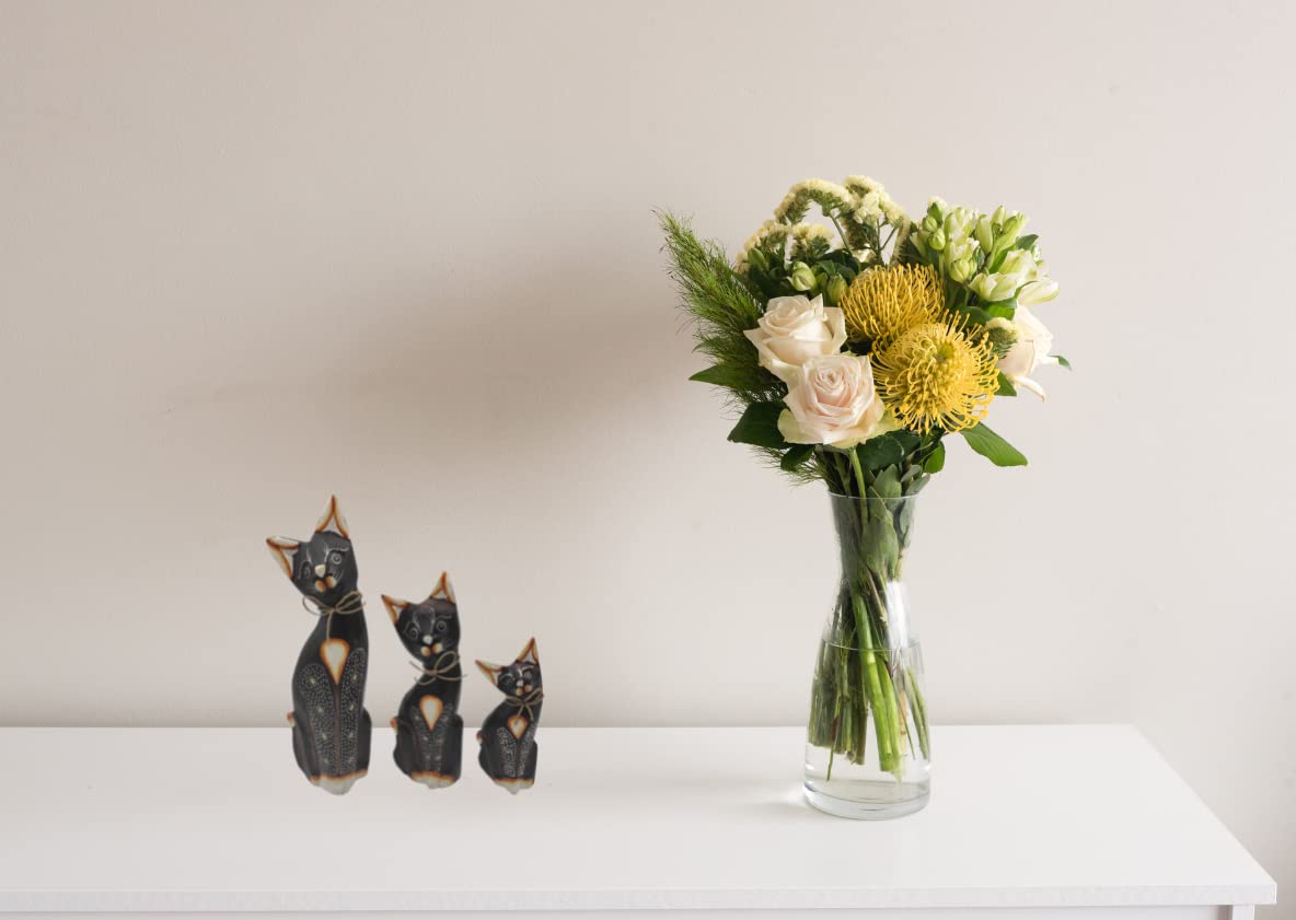 SusggO Set of 3 Wooden Animal Figures, Lucky Cat, Lucky Owl, Turtle, Fish, Decoration, Hand Carved Crafts - Image 3