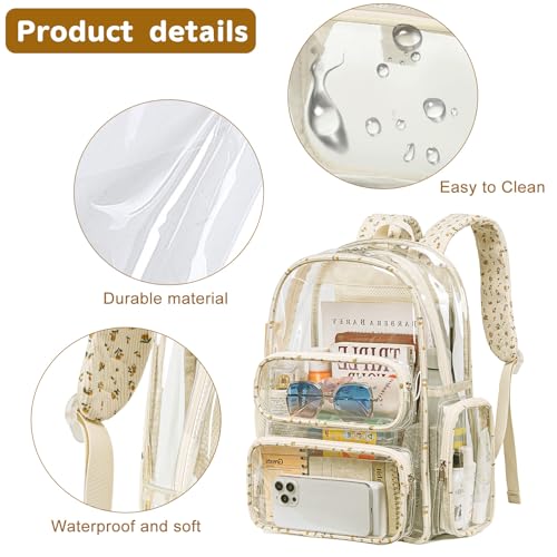 Image of BTOOP Clear Backpack Heavy Duty Transparent Backpack 17 inch See Through Bookbag for College Work Festival Security with Padded Strap Large Capacity
