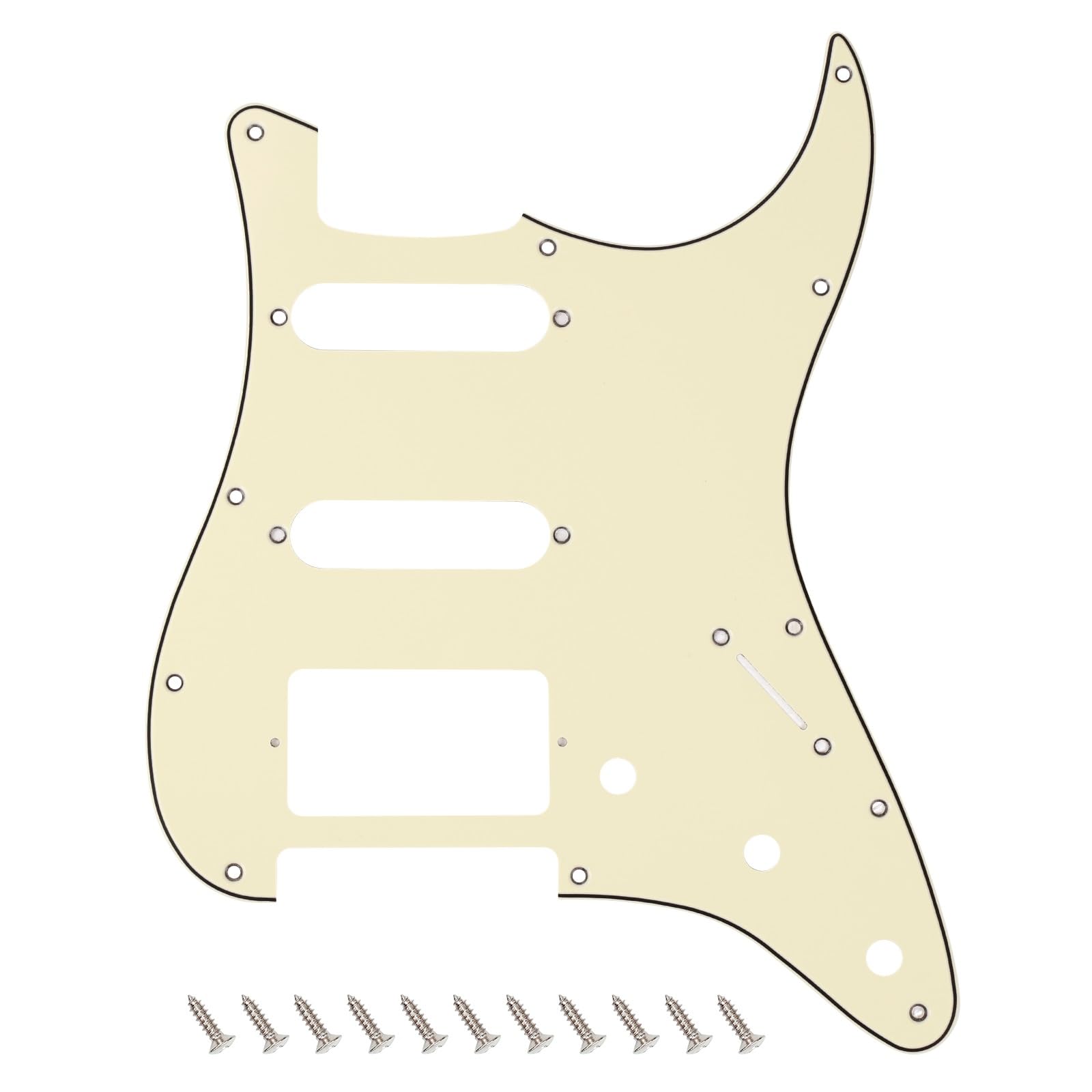 Banworks 3 Ply Strat HSS Pickguard 11-Hole Electric Guitar Pickguard SSH Scratch Plate for USA/Mexican Fender Modern Style Standard Stratocaster ST JT/HB-02 Cream