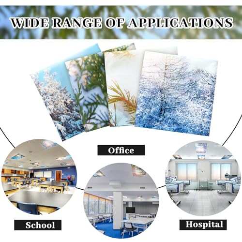 Image of ROCEEI 4 Pcs Fluorescent Light Covers for Ceiling Lights, 4 x 2 Feet, Magnetic Light Covers for Classroom Office Home School Ceiling Decor(Pine Trees)