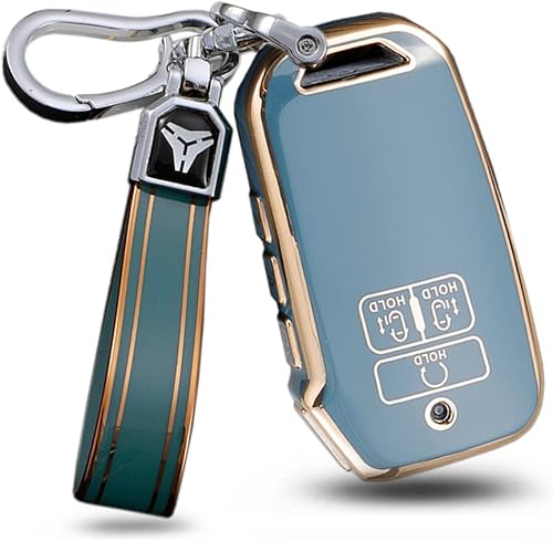 ontto Carcasa para llavero de automóvil de 7 botones para Kia Carnival 2021 2022, funda antiarañazos para KA4 EX SX LX Fiesta 2023 Gris-Azul