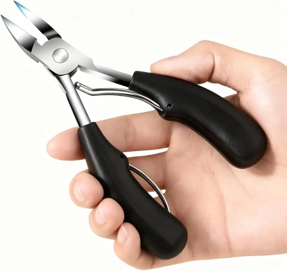 Alicate Cortador de Unha para Pés e Mãos, Aço Inoxidável, Unhas Grossas e Encravadas, 13 cm, Preto
