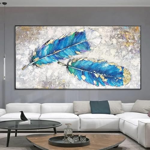 Peinture à l'huile abstraite d'oiseau faite à la main pour moderniser un mur blanc vide
