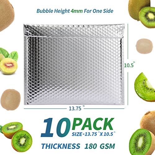 Image of Thermal Bubble Mailer 13.75 x 10.5 Inch, Pack of 10 Cool Bubble Mailers,Insulated Mailers for Cold Shipping, Waterproof Foil Mailing Envelopes,Insulated Shipping Bags for Food,Perishables