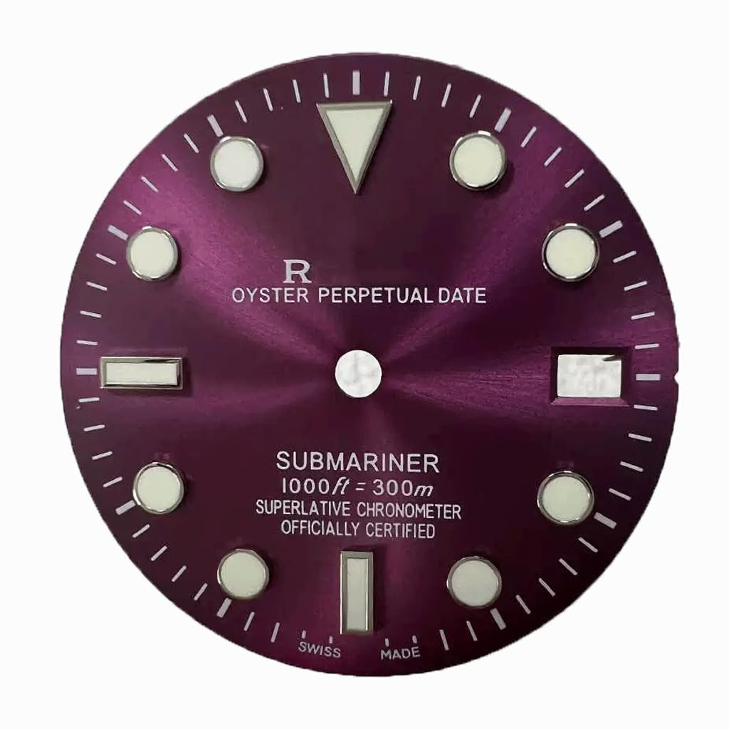 Xouvy Purple Watch Dials 29Mm Dial Green Luminous Adaptation Nh35/36 Movement Watch Repair Parts