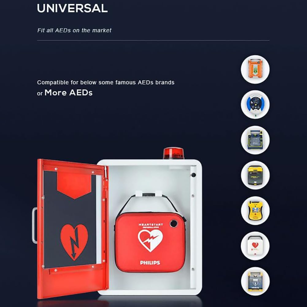 Wandmontierter AED-Defibrillator-Aufbewahrungsschrank, Erste-Hilfe-Schrank, Erste-Hilfe-AED-Defibrillator-Aufbewahrungsschrank mit Alarmsystem und magnetischer Zugangskontrolle, für Zuhause, Büro, K