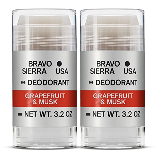 Image of Bravo Sierra Aluminum-Free Mens Deodorant - Antiperspirant for Men, 2-Pack | Natural Ingredients for Long Lasting All-Day Odor & Sweat Protection - Grapefruit & Musk - Vegan, Paraben & Cruelty-Free
