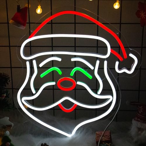 Image of Goneons Santa Claus Merry Christmas Neon Sign for Wall Decor, 9 Level Dimmable Christmas Santa Neon Sign, USB Powered LED Light for Bedroom Room Windows Wall Art Party Bars Decor