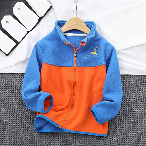 Kids Girl's Polar Fleece Full-Zip Mock Jacket Boy's Color Block Sweatshirt Jacket Thick Fall Winter Windproof Coat3