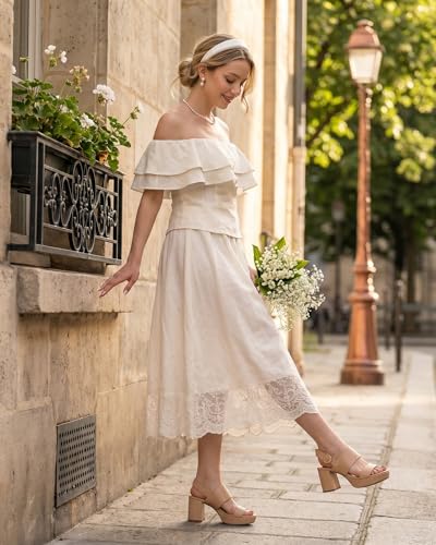 Image of RIBONGZ Block Heels Prom Heeled Sandals for Women Chunky Square Open Toe Strappy High Heels Ankle Strap Wedding Bridal Shoes High Heel Sandals for Party Dress