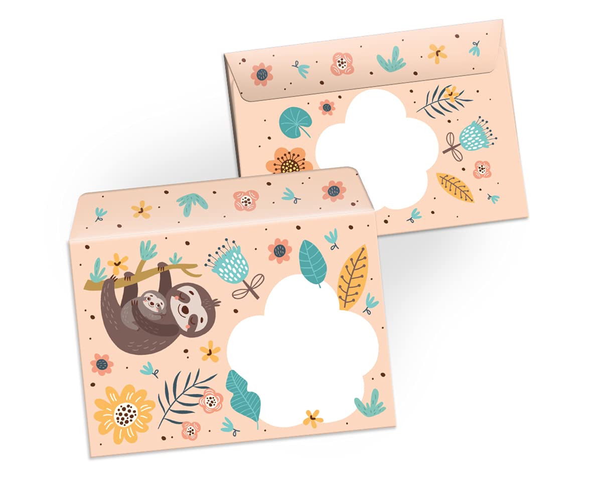 Briefblok met envelop voor kinderen, dieren, panda, leeuw, giraffe, tijger, briefpapierset voor meisjes en jongens (blok A5 met 25 vellen 15 enveloppen
