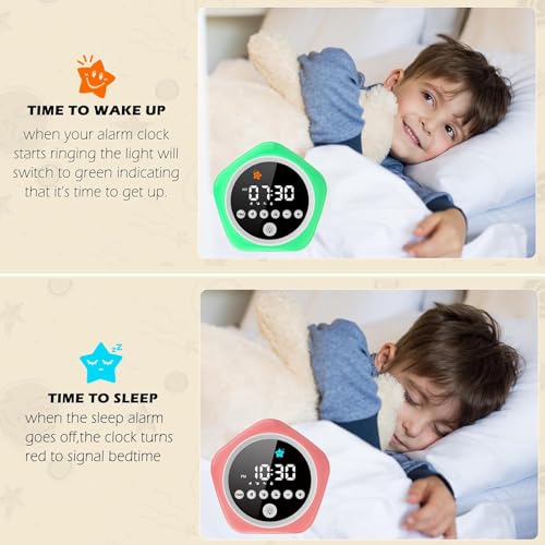 Kids Alarm Clock, Ok to Wake Clock for Kids, Toddler Sleep Training Alarm Clock with Red Green Light, Teaches Time Management & Bedtime Routine, Perfect Clock Gift for Kids - Image 3