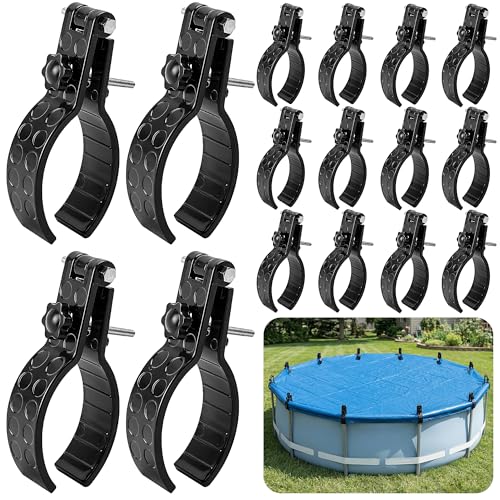 LFUTARI 16 Pcs Adjustable Pool Cover Clips Large Pool Windproof Clamps Swimming Pools Cover Side Fasteners for Securing Outdoor Above Ground Pools