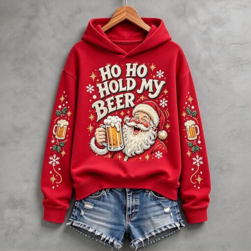 Womens Christmas Sweathirt Baggy Casual Hooded Crew Neck Oversized Hoodies - image 2