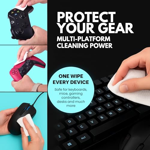 Gaming Peripheral Wipes, Keyboard Cleaner & Electronic Wipes, Safe for Controllers, Keyboards, Laptops, PCs & Mice – Alcohol-Free, Unscented, Paraben-Free, Cleaning Wipes - 50 Pack - Image 3