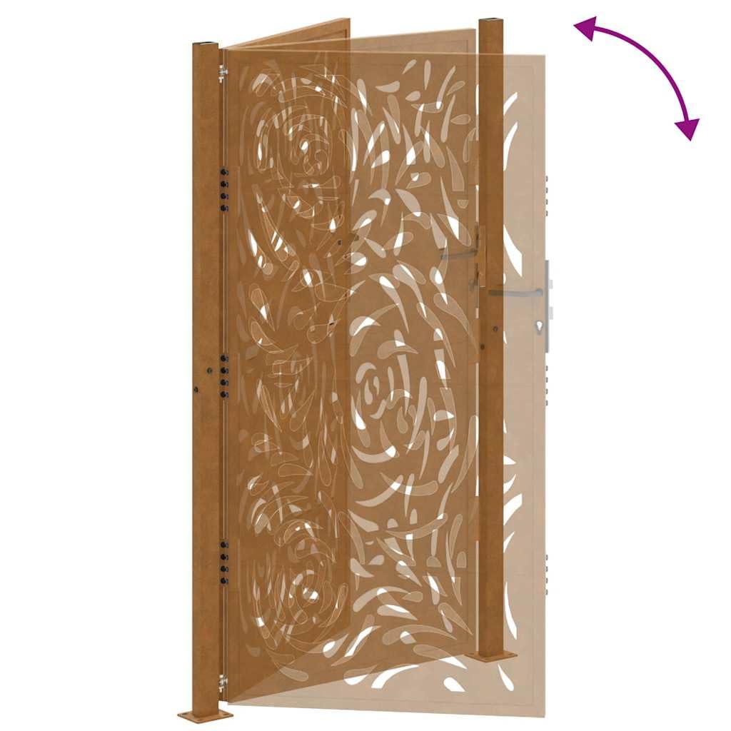 vidaXL Portail de jardin 100x175 cm en acier patiné motif flamme