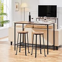 Yaheetech 26” Barstools Set of 2, Industrial Counter Height Stools, Round Backless Counter Stools with Metal Legs for Dining Room/Living Room/Kitchen Counter, Rustic Brown