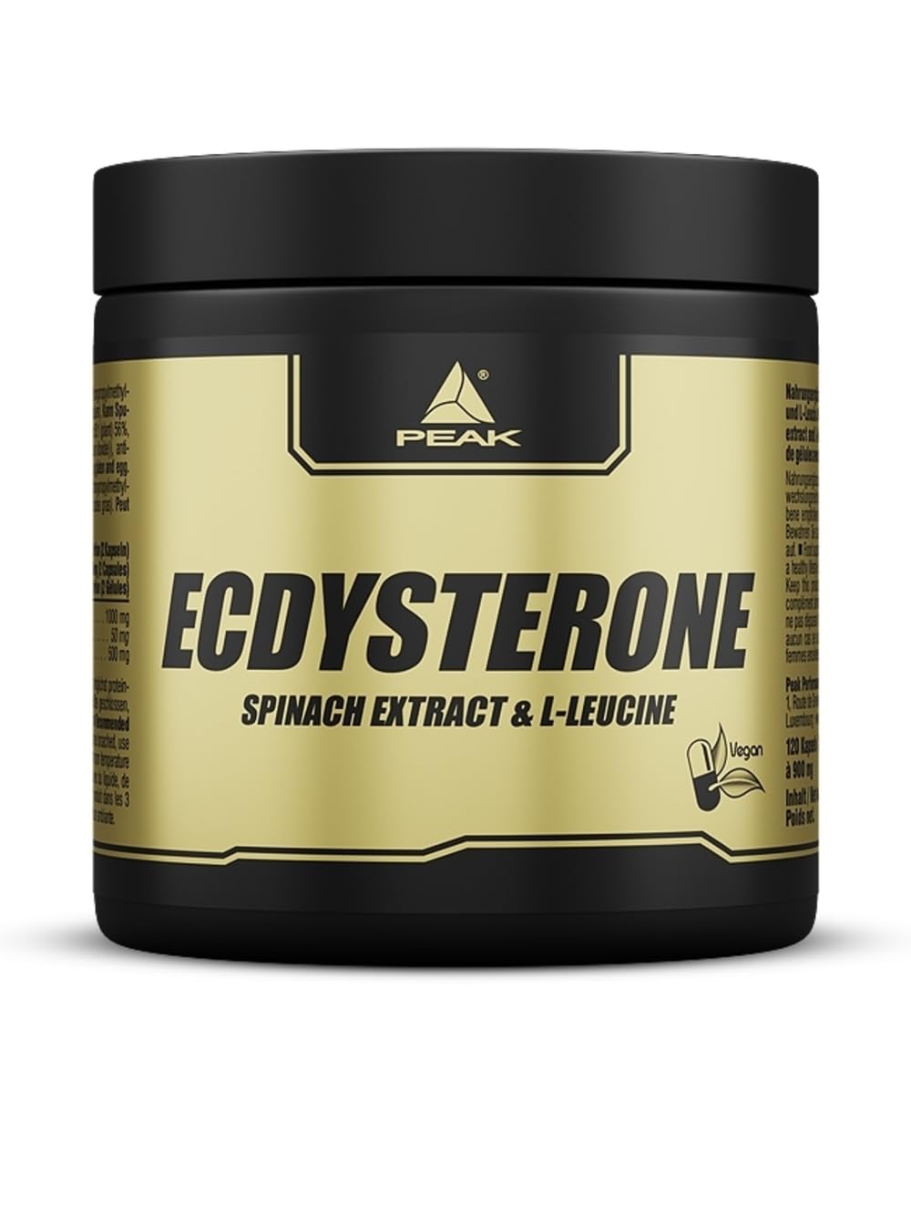 PEAK Ecdysteron - 120 Kapseln I 30 Portionen I 100mg Beta Ecdysteron pro Portion I Spinatextrakt I pflanzliches Steroidhormon I mit L-Leucin