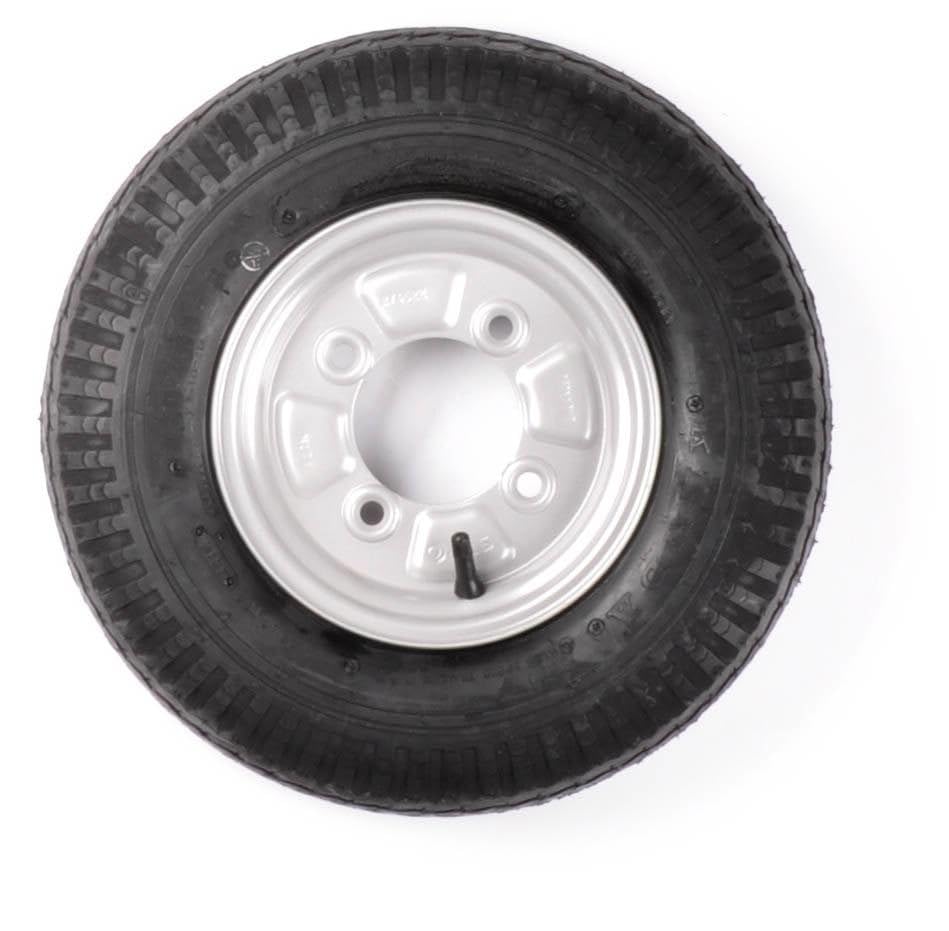 Roue complète 8 Pouces - 4.80/4.00-8 Pneu + Jante - Pas français : 4x115-4PR - 265 kg - 85 mm de diamètre de moyeu - Haute qualité, Robuste et Adaptable
