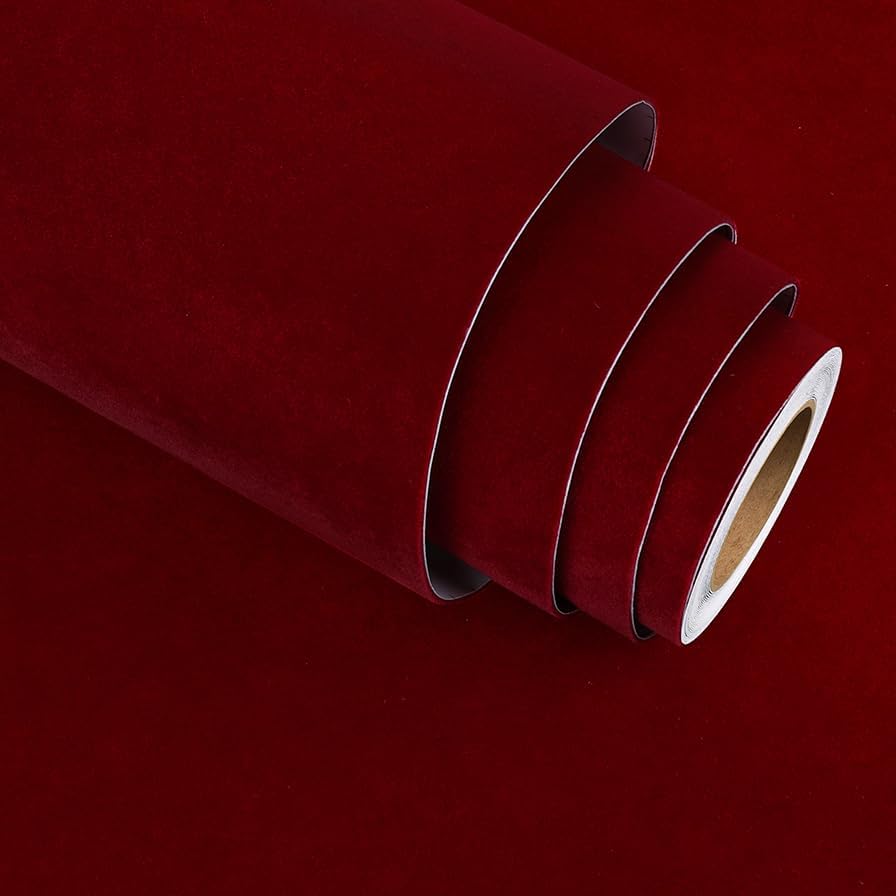 Papier peint velours rouge foncé Stickyart adhésif amovible pour mur et étagère