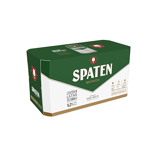 Pack Cerveja Spaten, Puro Malte, 269ml, Lata - 8 Unidades