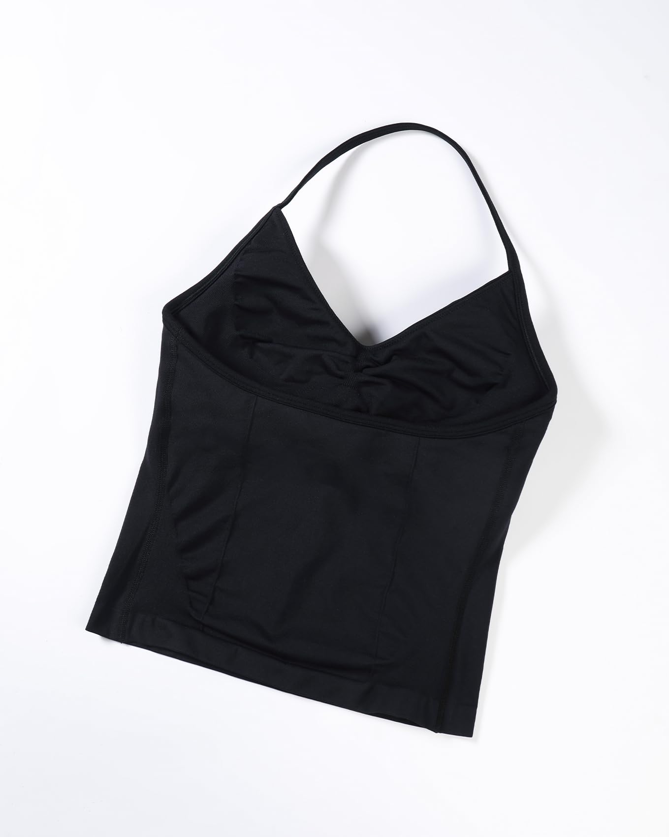 AUROLA Influence Longline Strappy Allenamento Halter Top per Le Donne, Coppe Rimovibili Reggiseno Imbottito Impact Gym Yoga Top Senza Maniche, Nero, S