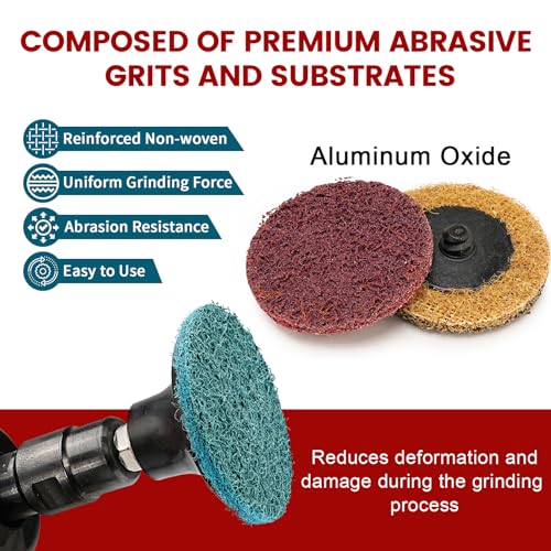 Si Fang SQAMJMLCJ00094 25Pcs 2 Inch Quick Change Sanding Discs Set (Fine Medium Coarse) Roll Lock Discs Surface Conditioning Discs R-Type Surface Prep Disc Pads thumb #5