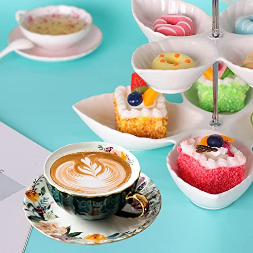 Tea Cups And Saucers Set For 2,8 Oz Royal Vintage Ceramic Floral Lined Teacup Coffee Cup For Latte, Cappuccino,Gift Porcelain Tea Sets Gift For Birthday Mother's Day Gift Housewarming Wedding #TOP5