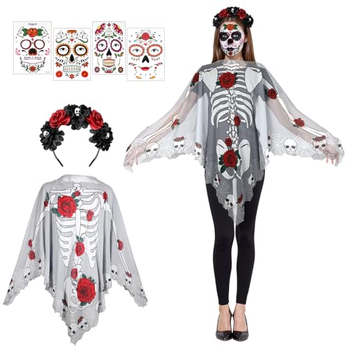 Costume Dia de los Muertos femme avec déguisement squelette
